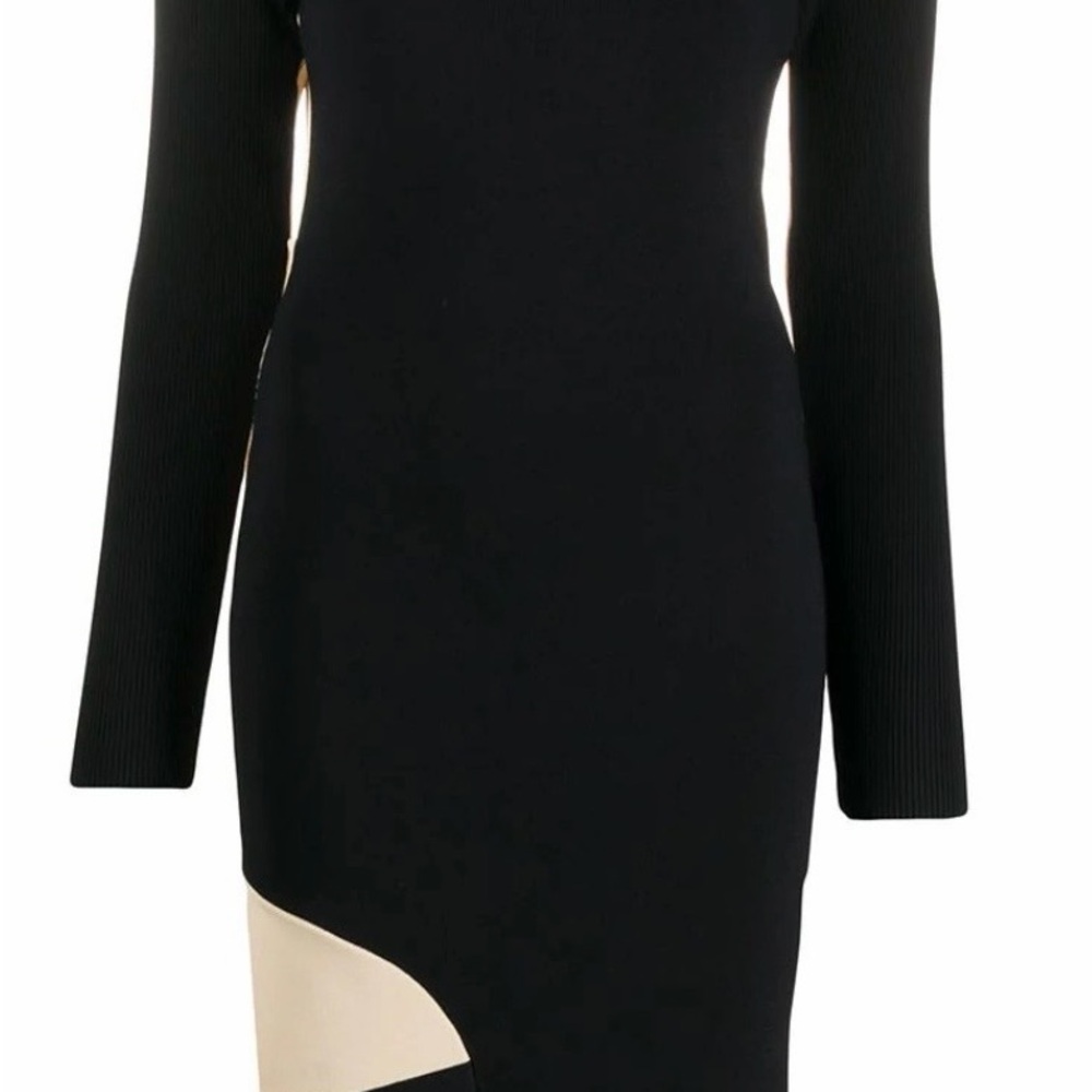 Off-White Elegant Black and Cream Backless Dress